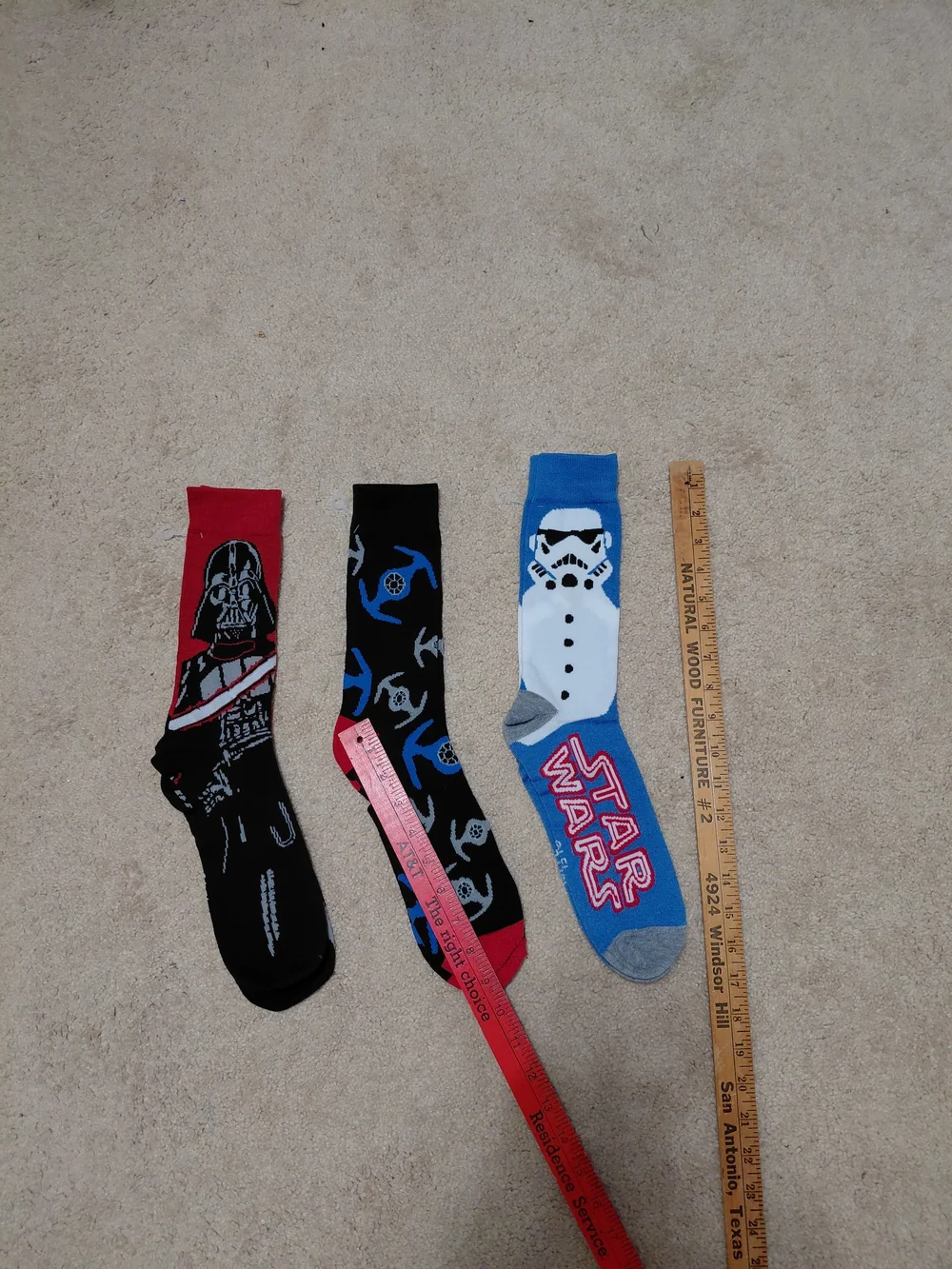 Star Wars Men's Novelty Crew Socks - Black/Red/Blue Set Of 3 NWT